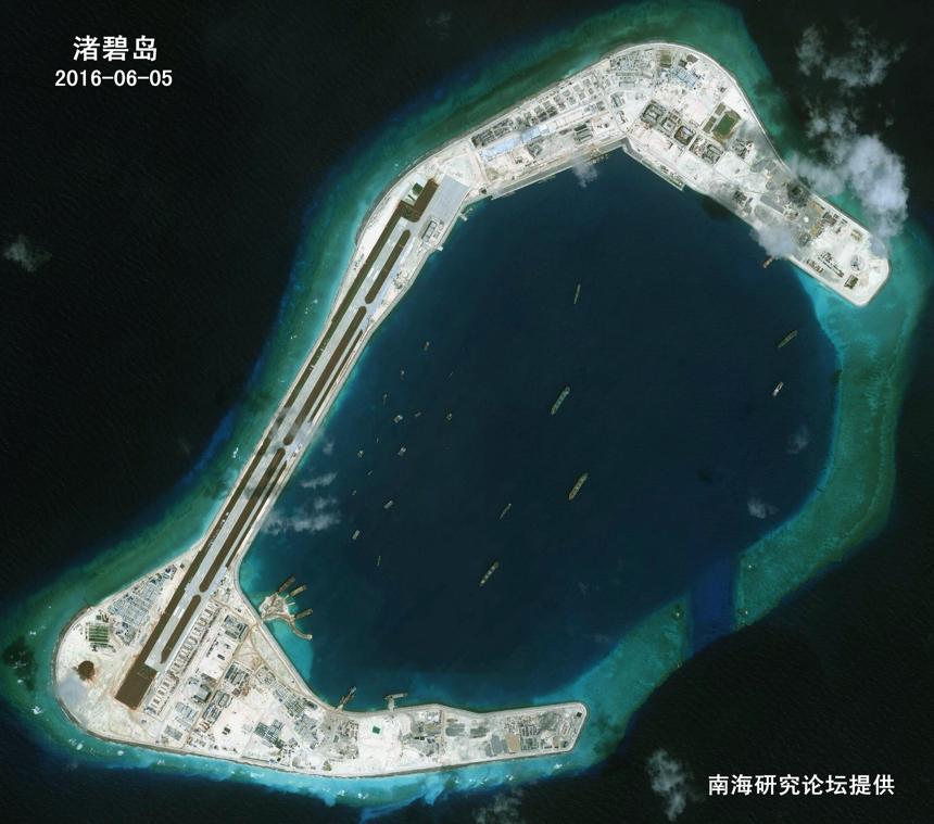 中国南沙群岛美济礁,渚碧礁新机场校验飞行成功