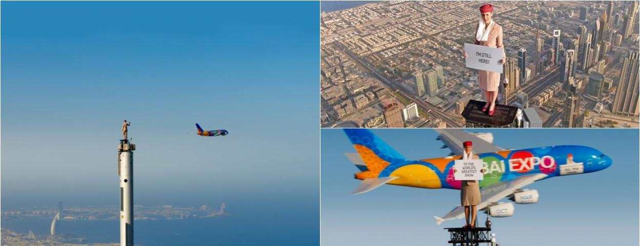 阿联酋航空宣传世博会出奇招：哈利法塔高空广告难度升级