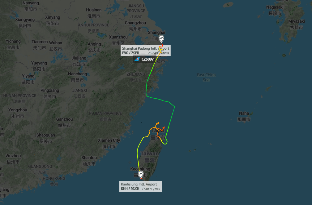 广州飞台北航班遭遇雷雨天气  先后备降高雄、上海 未能抵达目的地