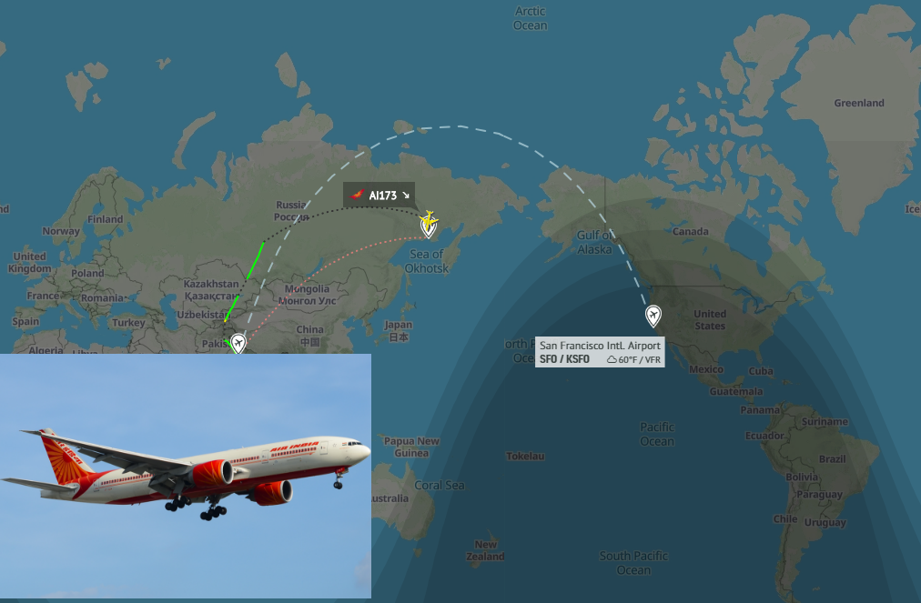 印度飞美国旧金山客机急降俄罗斯机场 美国务院密切关注中