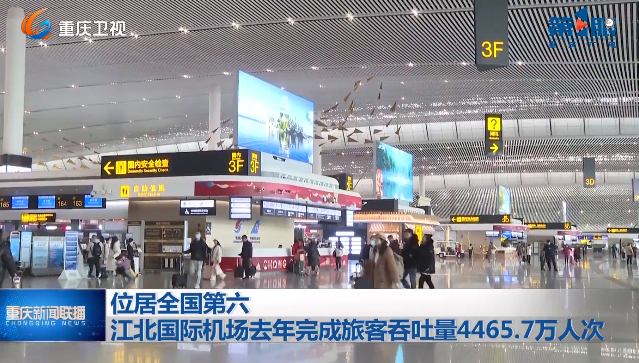 重庆江北机场2023年旅客吞吐量4465.7万人次  居全国第六
