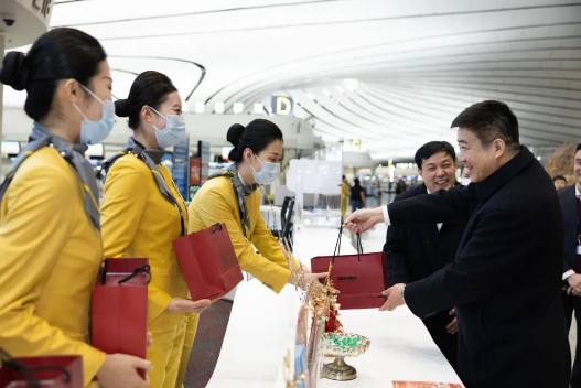 中国民航局局长赴大兴机场迎接2023年最后一天航班平安归来
