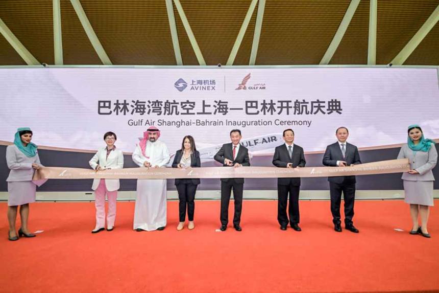 巴林海湾航空首航中国上海