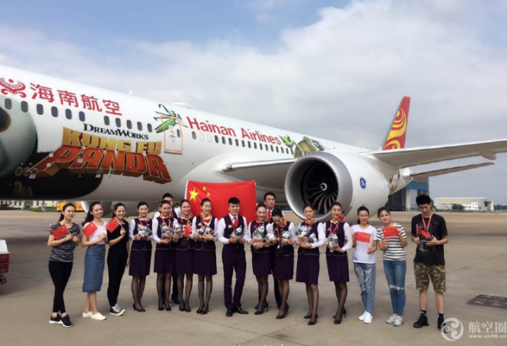  海南航空首架“功夫熊猫”主题航班10月1日国庆节首飞