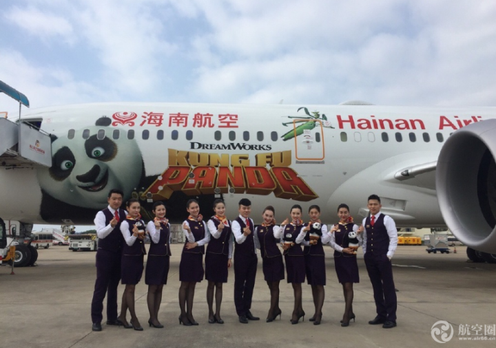  海南航空首架“功夫熊猫”主题航班10月1日国庆节首飞