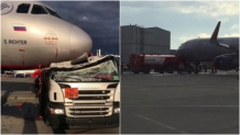 俄罗斯最大机场发生严重“车祸” 加油车一头撞上大飞机