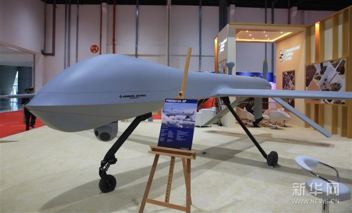 阿联酋首都阿布扎比“无人系统会议暨展会”上拍摄的美国“捕食者”无人机。 新华社记者安江摄