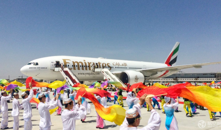 5月3日阿联酋航空开通了迪拜-银川-郑州航线，首航抵达银川
