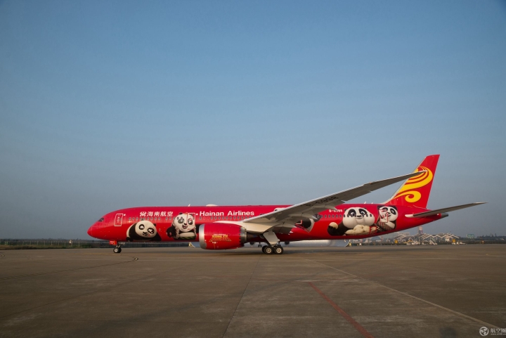 海南航空第二架“功夫熊猫”涂装飞机在腊月二十九（1月26日）亮相海口美兰国际机场