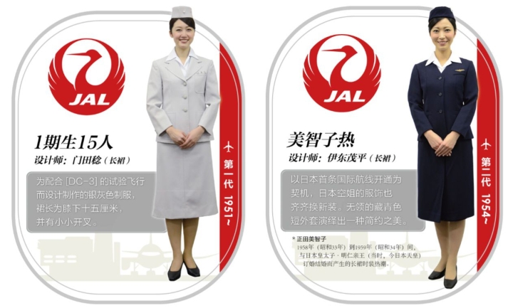 日本航空公司（JAL）第一代、第二代空姐制服